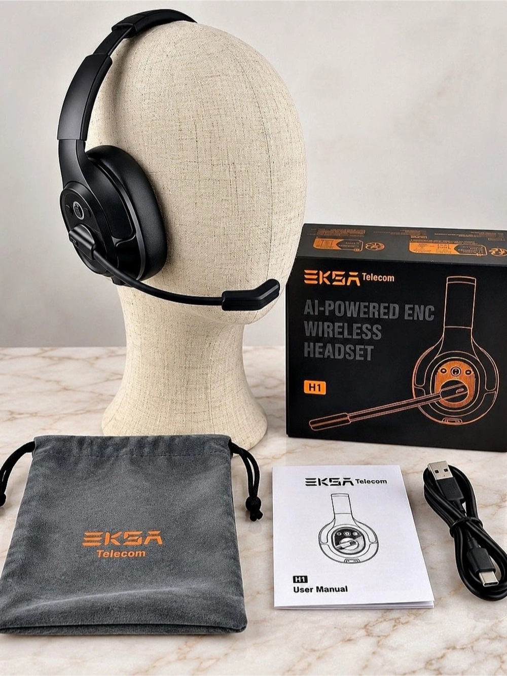 EKSAtelecom H1 Bluetooth Wireless Headset ENC Mic Tested Boxed